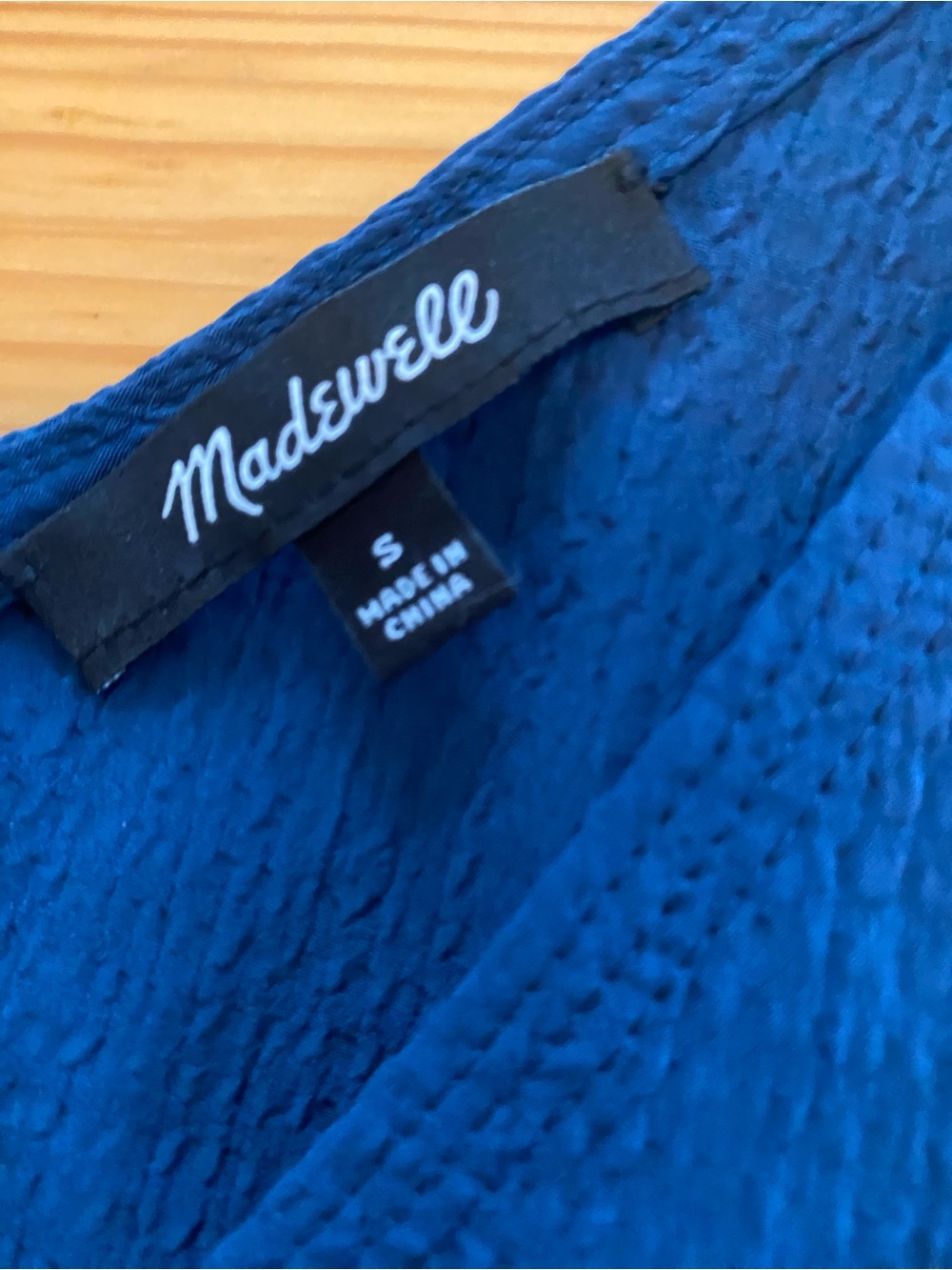 NWOT Madewell Seersucker V-Neck Peplum Renaissance Craftsman Blue Size Small - Picture 10 of 13